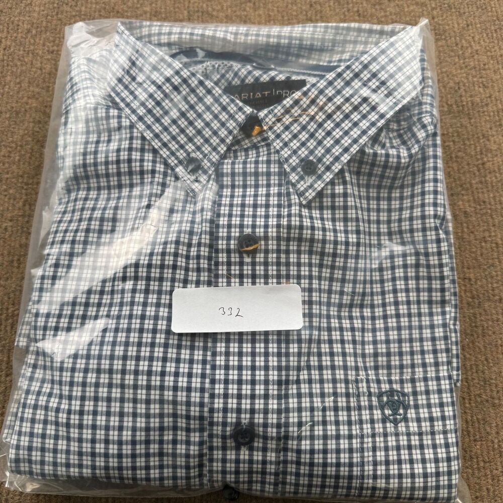 Ariat Pro Series Garmin Shirt  Men's M Long Sleeve Blue/White - Picture 12 of 12
